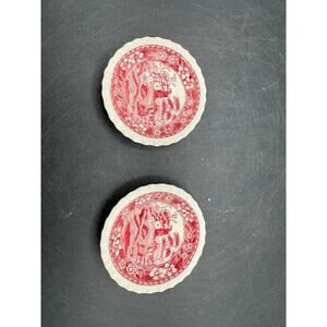 Set of 2 Rare Copeland Spode’s Tower Pink 3.5"Dishes-English Porcelain